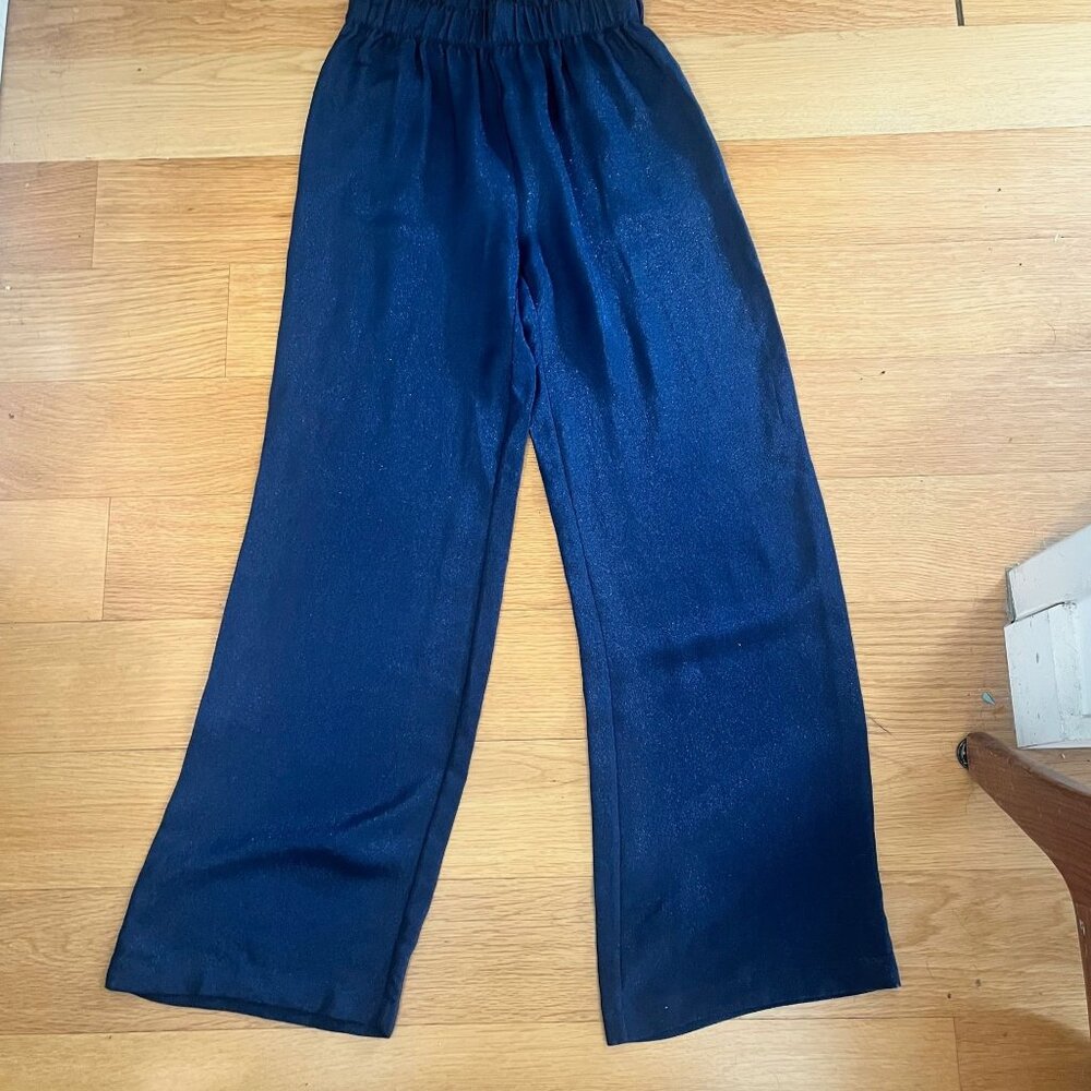 MARIE FRANCE VAN DAMME Navy Sparkle Silk Pull on Trousers‎ Size 1 (Small)